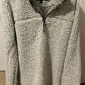True Grit Cozy Gray Sherpa Quarter-Zip Pullover